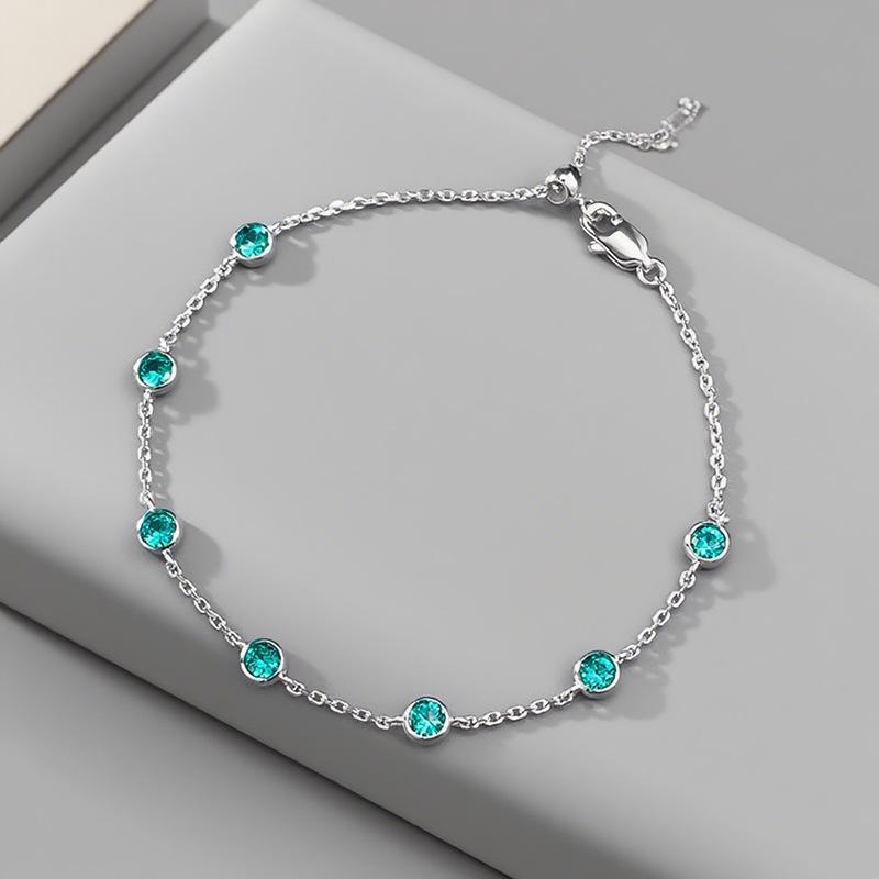 

Hui Zhi Yi 2025 Серебро 925 пробы Параиба Пузырь Браслет/Ножной браслет, Модные и Универсальные Летние Украшения 925 Silver