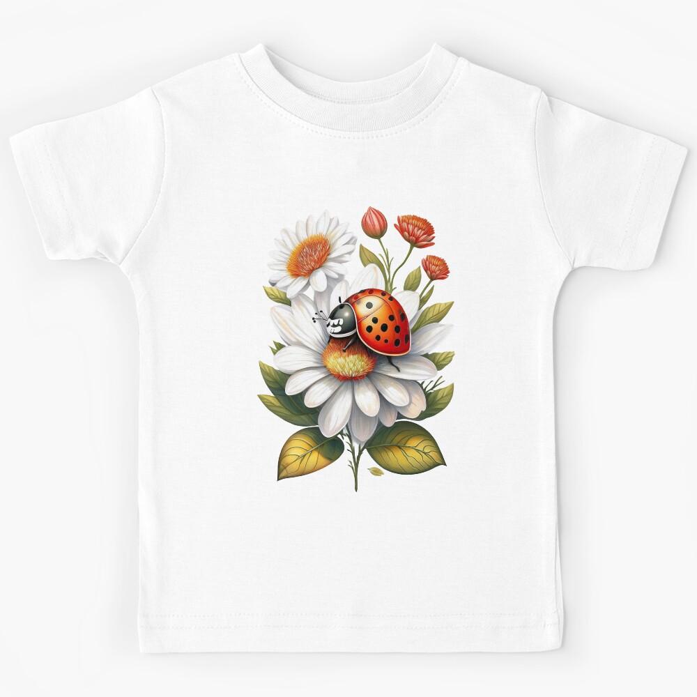 Whimsical Garden Ladybug Kids T-Shirt 110