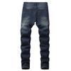 Men's  Autumn Denim Cotton Straight Ripped Hole Trousers Distressed Jeans Pants