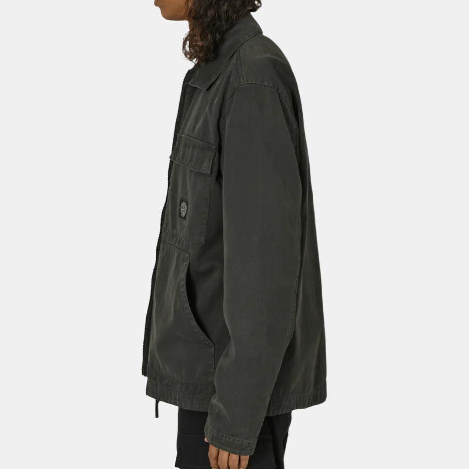 Stone Island Logo Print Zip Collar Long Sleeve Jacket Men jackets Gray 811511501-V0162