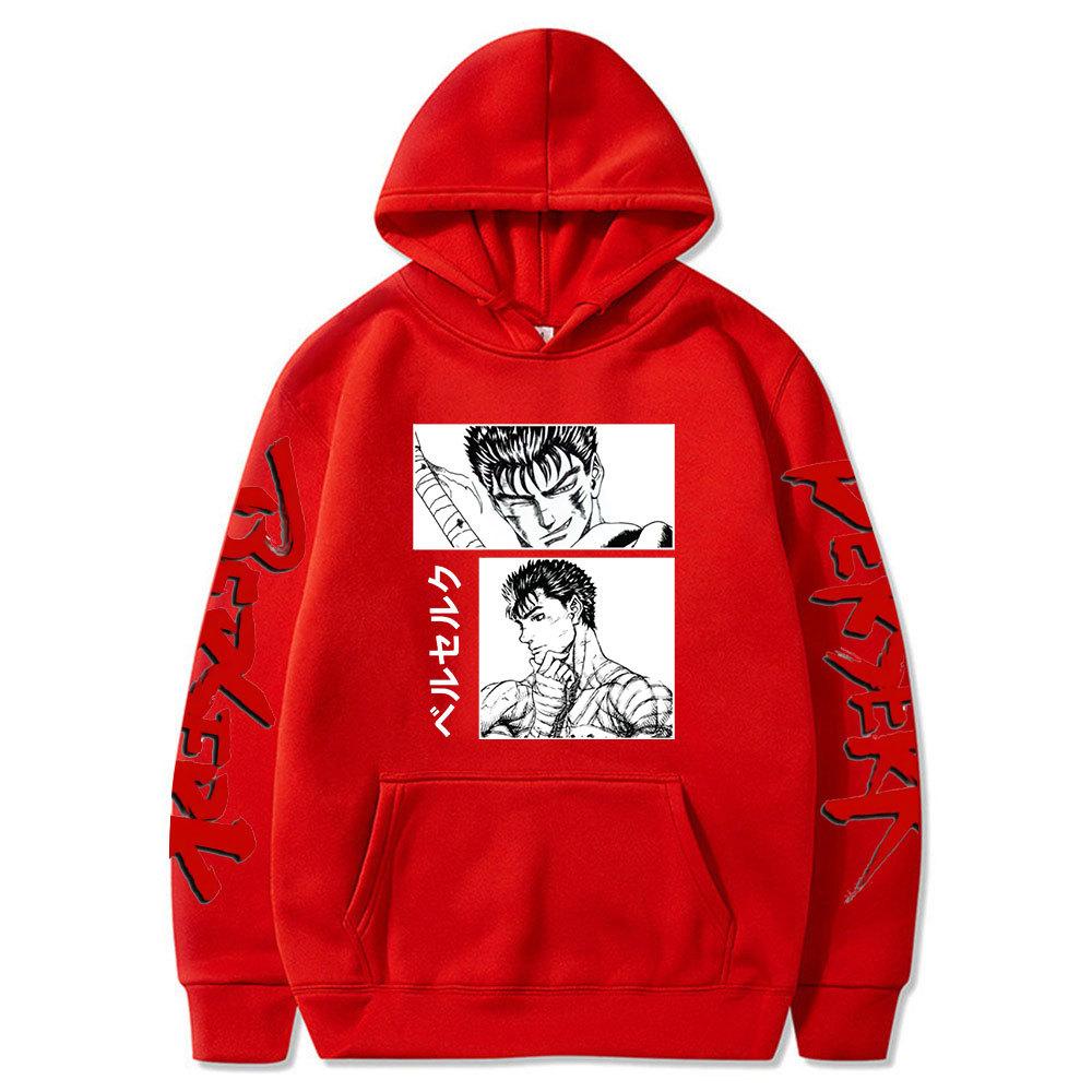 Men Hoodies Harajuku Japanese Anime Berserk Guts Posters Man Autumn Winter Fleece Streetwear