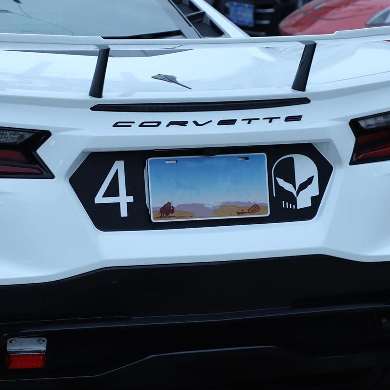 Car Rear License Plate Frame Trim Stickers USA Flag Style Decals Vinyl Sticker Accessories For Chevrolet Corvette C8