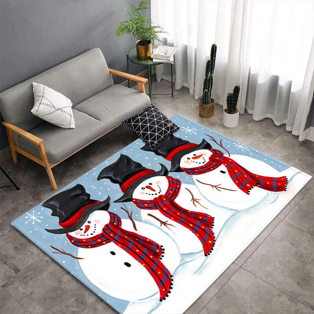 Christmas Living Room Carpet New Year's Child Rug Snowman Santa Claus Floor Mat Kitchen Bedroom Area Rug Non-slip Doormat