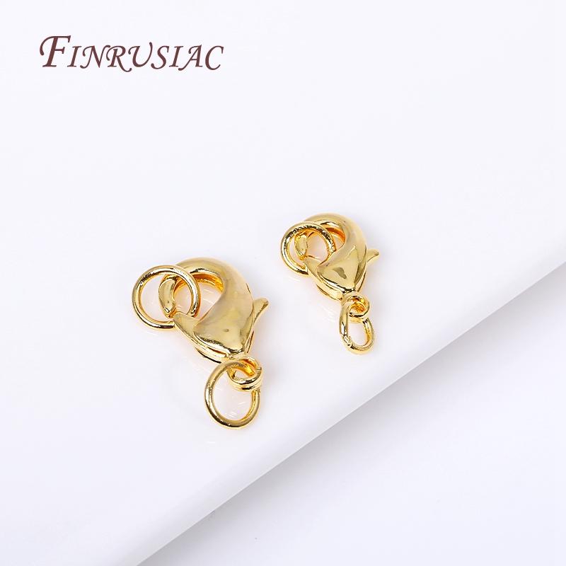 For Bracelet Necklace DIY Jewelry Making Supplies 10Pcs Wholesale Lobster Clasps with 2 Closed Rings Hooks Connectors Clasp