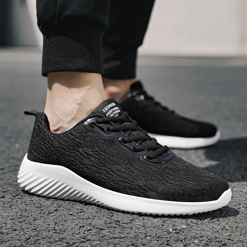 Fashion Men's Shoes Four Seasons New Large 45 Size Men Mesh Lace Up Sports Shoes Outdoor Non Slip Lightweight Comfortable Running Shoes
