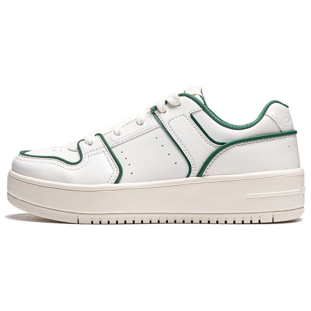 Li Ning Cheese Versatile Comfortable Simple Thick Sole Height Increasing Non-Slip Low-Top Skate Shoes Women sneaker White Green AGCU104-3