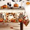 Autumn Halloween-themed tablecloth, featuring cute ghost, pumpkin and flower patterns.zyc