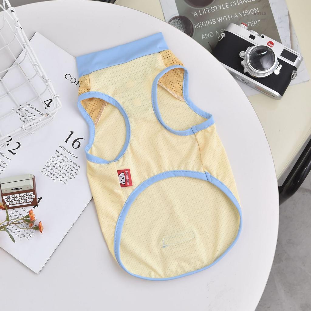 Spring and Summer Pet High Neck Cool Vest Cute Contrasting Color Patchwork Clothes Breathable Sunscreen Puppy Clothes