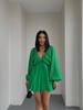 New V-Neck Long Sleeve Dress, Self-Designed Bubble Sleeve Maxi Dress