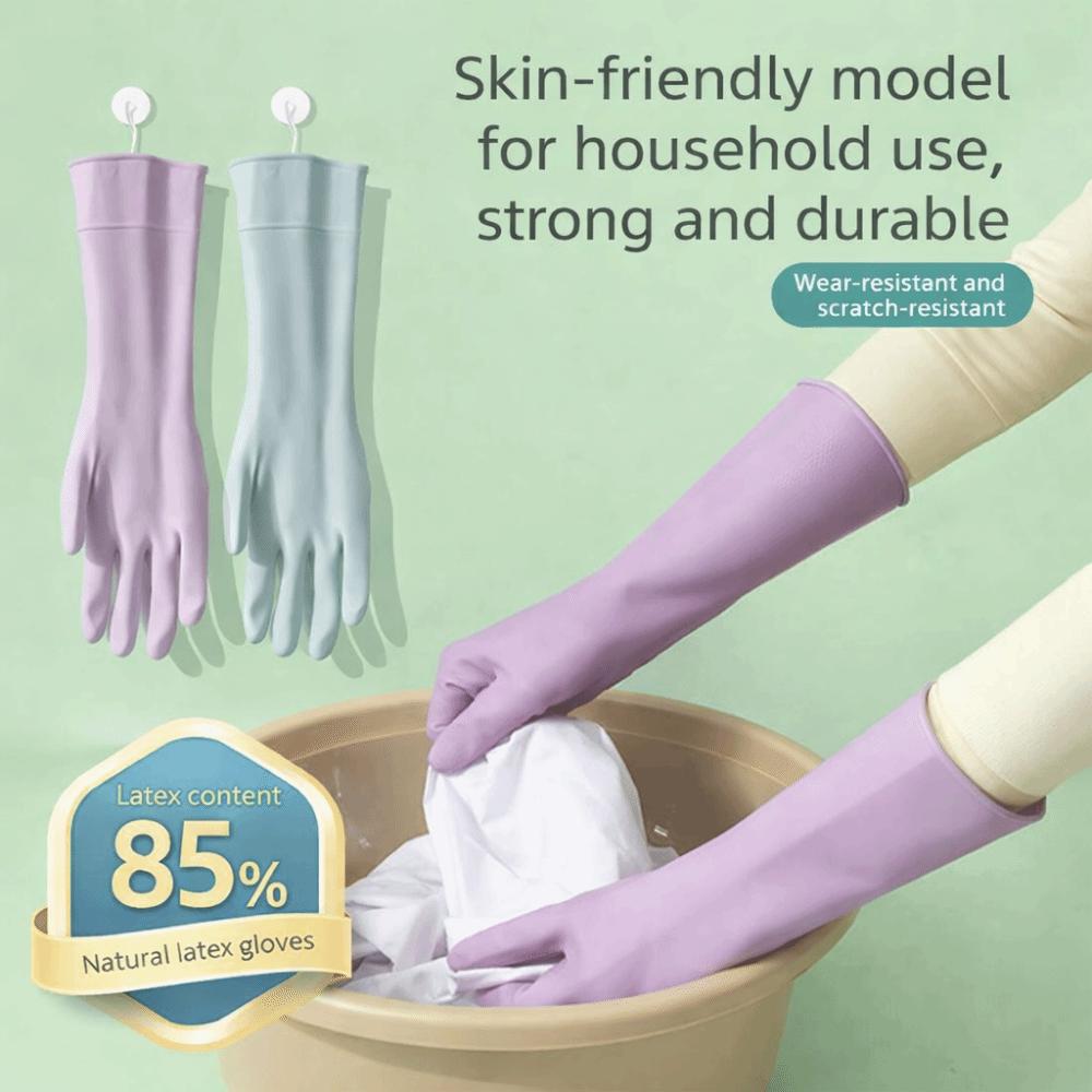 Non-slip Grip Rubber Glove with Cotton Liner Waterproof Gloves  For Kitchen Bathroom Cleaning