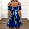 Women Adjustable Strap Plus Size Dress Ink Floral Printed Loose Summer Sundress