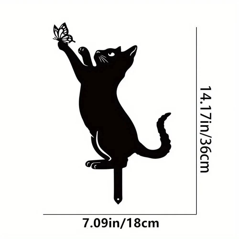 Cat Family Garden Stakes Decorative Cute Cat Garden Metal Decorative Silhouette Animal Outdoor Statues for Cat Yard Garden