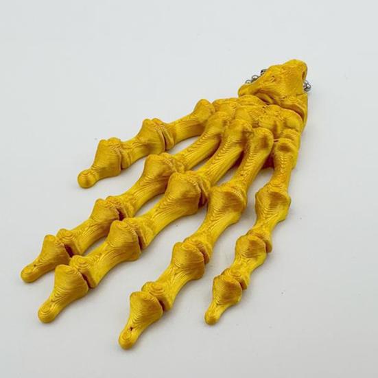Yousheng Skeleton Hand Keychain, with Hanging Chain 3D Printed Ornament, Movable Joint Design Skull Palm Stress Relief Toy for Halloween
