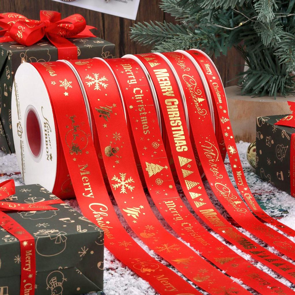 New Christmas Flower Packaging: Ribbon Bouquet with Hot Stamped, Colored Webbing for Floral Art