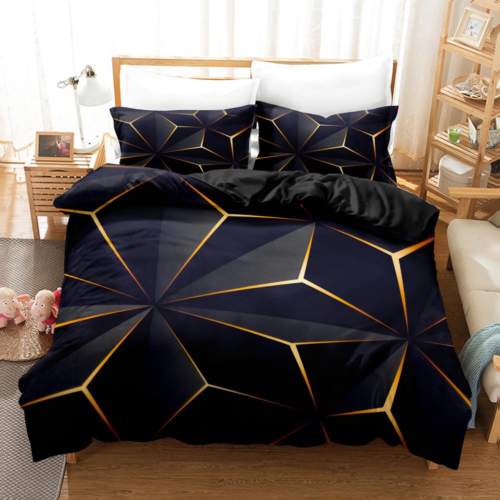3D Geometric Bedding Set Abstract  Cool Blue Black Home Textiles Single Twin Queen King Size Bedding Sets Home Decor