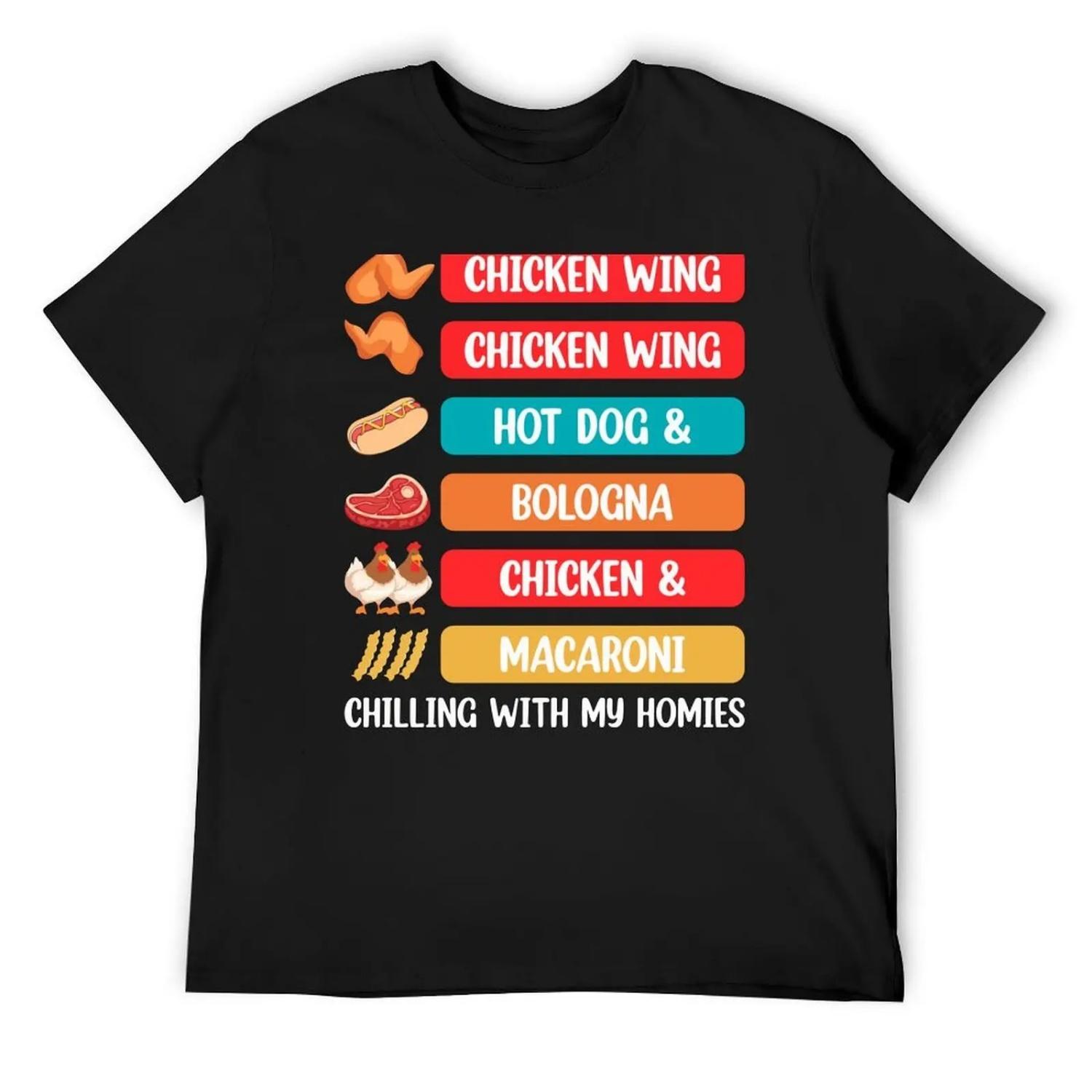 Chicken Wing Hot Dog And Bologna Chicken And Macaroni T-Shirt anime shirt blue lock mens graphic t-shirts anime S