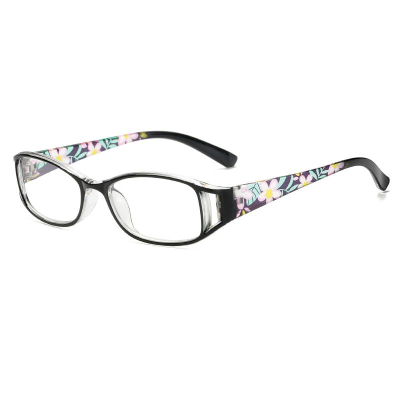 1PC Premium Classic Rectangle Reading Glasses - Floral Temples, For Middle-Aged/Elderly/Men/Women/Students/Teachers, Casual & Business Use