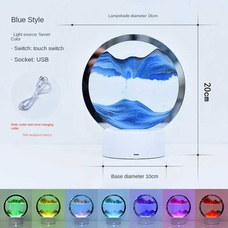 Creative Quicksand Night Light with 7 Colors USB Sandscape Table Lamp 3D Natural Landscape Bedside lamps Office Home Decor Gifts