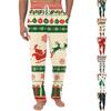 Men's Christmas Print Casual Pants, Plain Knit Color Pants with Pockets for Holiday and Everyday Wear