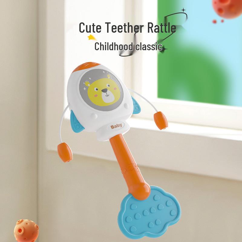 Cross-Mirror Rocket Baby Rattle Teether: Cute Soothing Toy for Newborns and Early Education