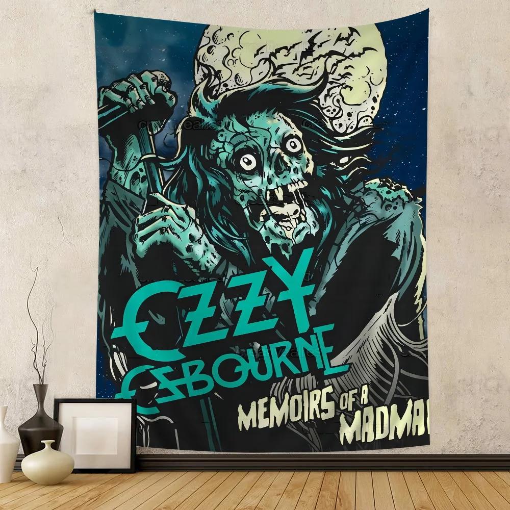 Heavy Metal Band Rock Ozzy Osbourne Band Colorful Tapestry Wall Hanging Hanging Tarot Hippie Wall Rugs Dorm Wall Art Decor 100X70CM