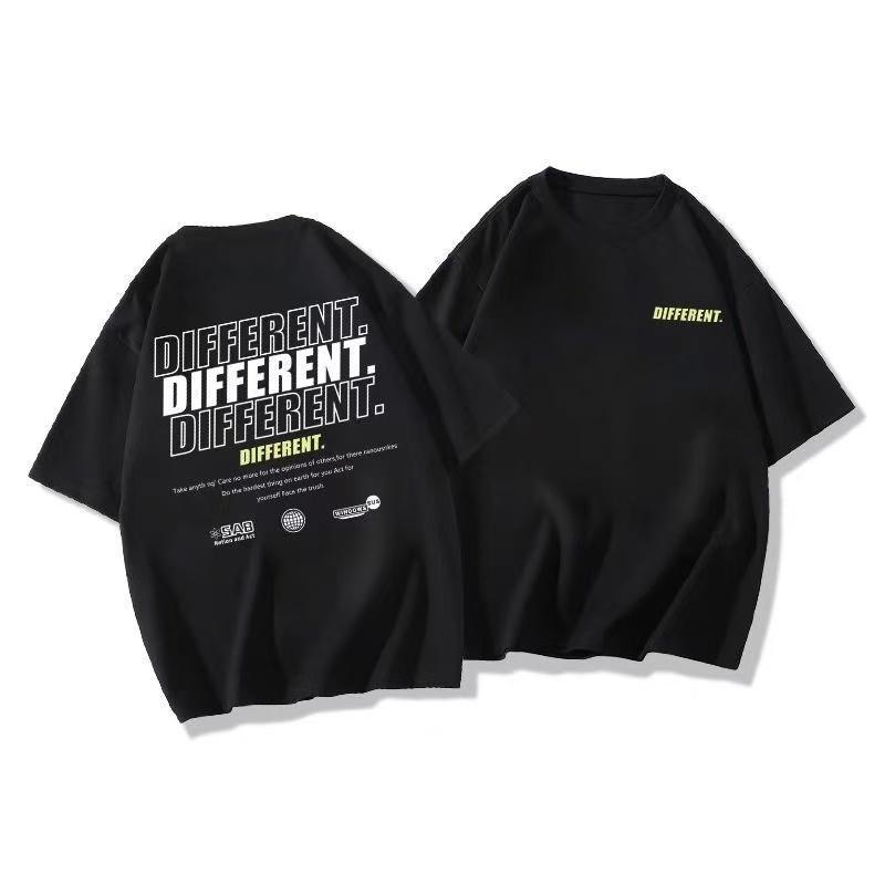 American Letter Print T-shirt Men 2025 New High Quality 100%Cotton Short Sleeve Tee Casual Street Gym Sport Y2k Top Male Clothes