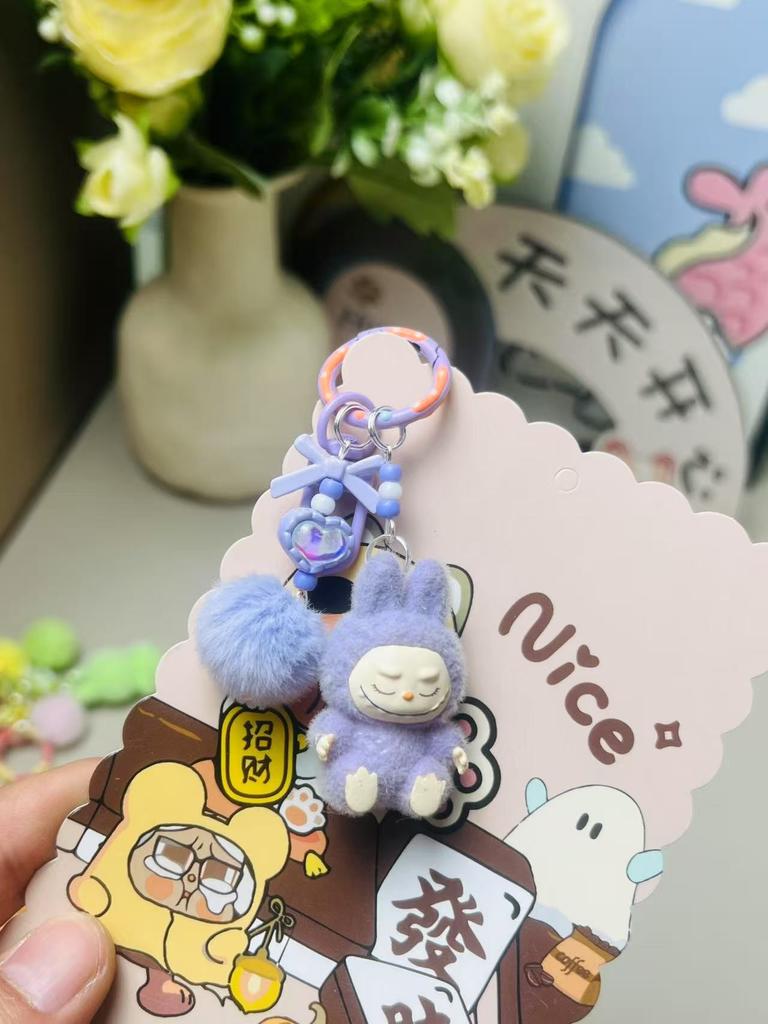 Erchuang Beflockung Sitzender Haarknäuel Niedlich Getreide Welle Spielen Blind Box Beflockung Mini Anhänger Ornament Schlüsselanhänger