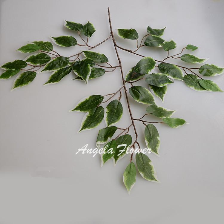 12PCS Green Plants Artificial Banyan Leaf Branch Plastic Tree Rattan Landscaping Accessories Wedding Garden Home Christmas Decor