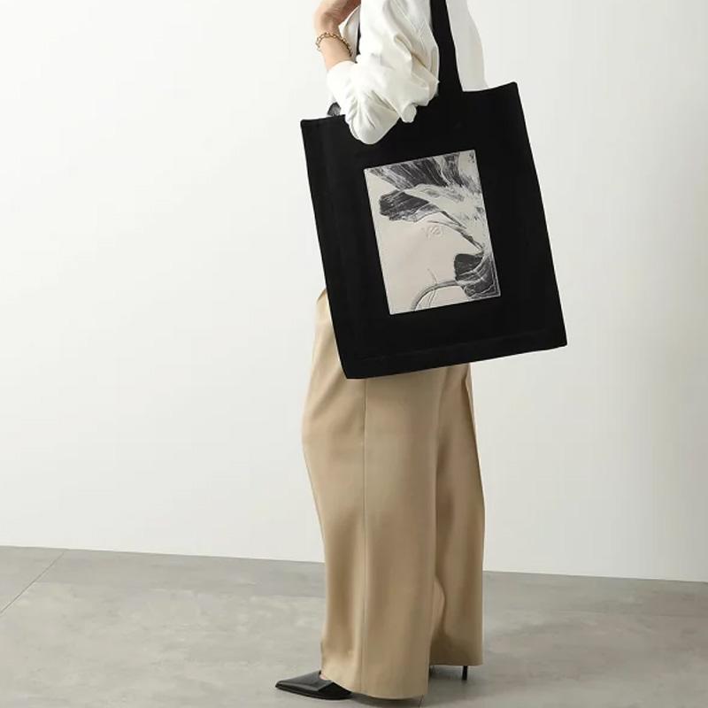 Adidas Y-3 Floral Print Nylon Tote Bag Unisex Tote Bags Black IN2408