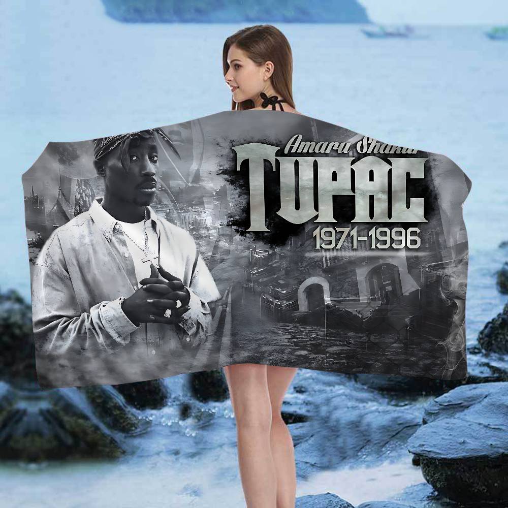 Rapper 2Pac Singer T-Tupacs Microfiber Blanket Quick Drying Beach Towels Oversized Printing Super Absorbent Pool Towel Blanket