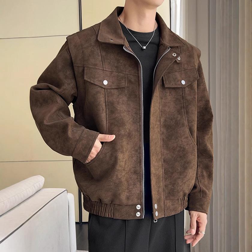 Autumn Lapel Jacket Mens Coat Latest Coat Top Outer Comfortable Fit Youth One Tone Leather Jacket