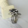Exquisite Silver Fairy Flower Ring with Sparkling Gemstones