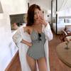 Shiyisheng's New Black and White Striped Cross Backless Sexy Triangular One-piece Swimsuit Women's Beach Hot Spring Mature Swimsuit