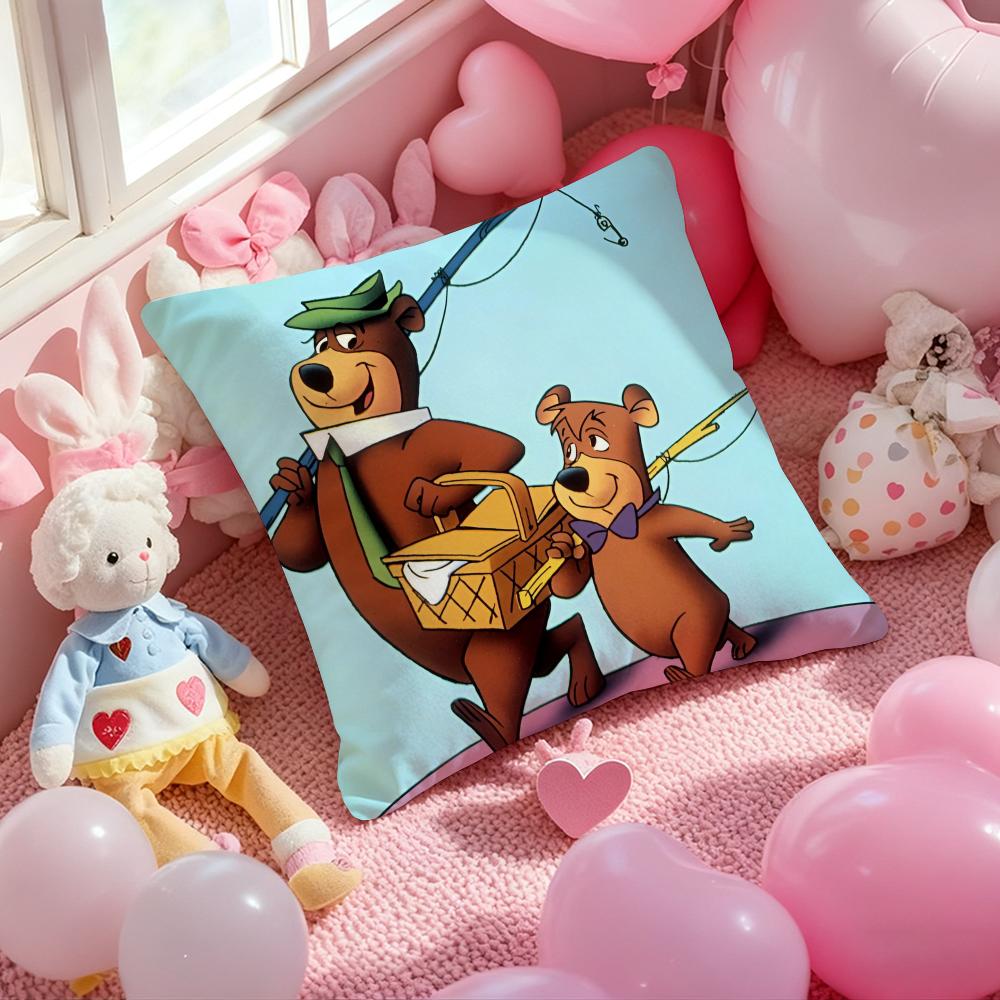 Y-Yogi B-Bear Anime Cushion Cover Pattern Printed Pillowcase for Living Room Sofa Cushion Cover & Bedroom Decor