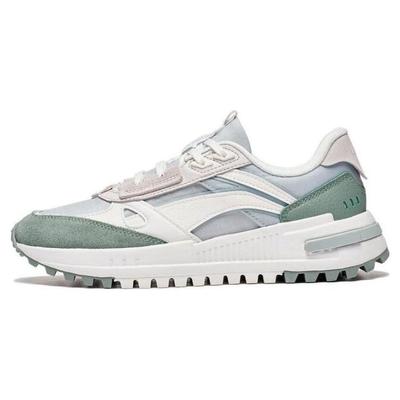 Li Ning Cheng Feng 2.0 Fabric Synthetic Leather Non-Slip Wear-Resistant Low-Top Sports Casual Shoes Women Sneakers White Green AGCT156-2