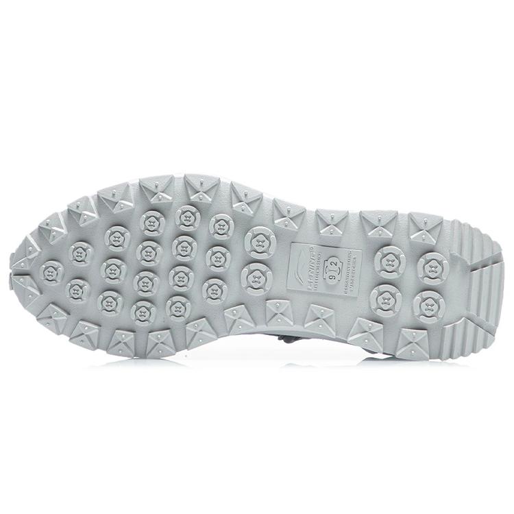 Li Ning Slip Resistant Abrasion Resistant Low Top Running Shoes Men's White Sand Gray AGCR047-1