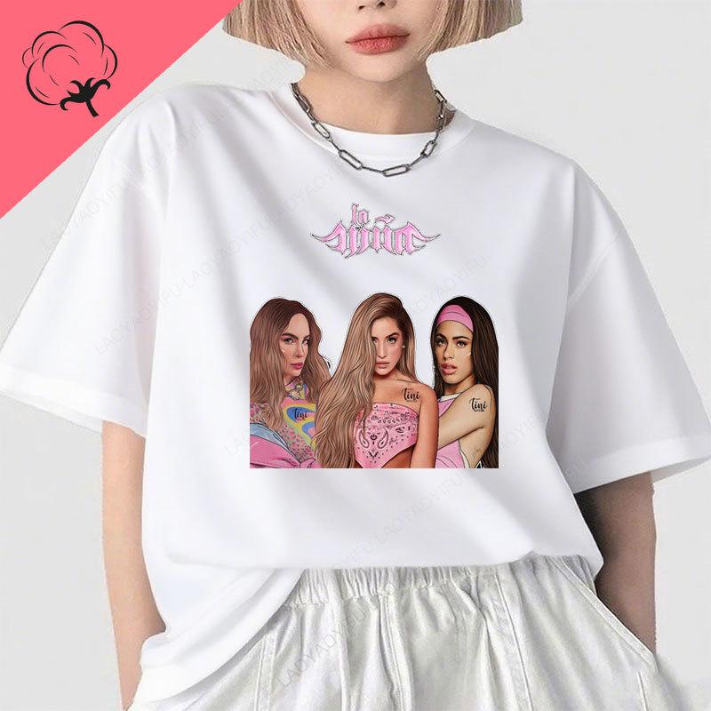 

Lola Indigo Camiseta Two Side Printed World Tour T Shirt Camisa Fan Gifts Humor Spain Singer Cotton Oneck Fashion Top Clothes S