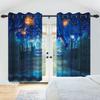 2pcs/set Horror Halloween Window Curtain Full Moon Night Tomb Iron Gate Back Room Home Bedroom Decor Blackout Polyester Curtains