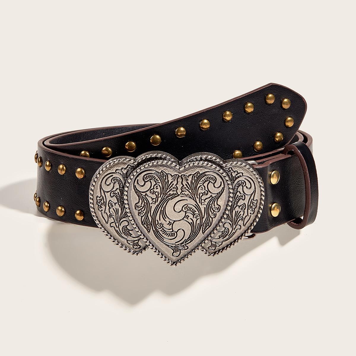 

Versatile Belt And Slimming Wide Waist Belt With Rivets Matching Any Outfit Black