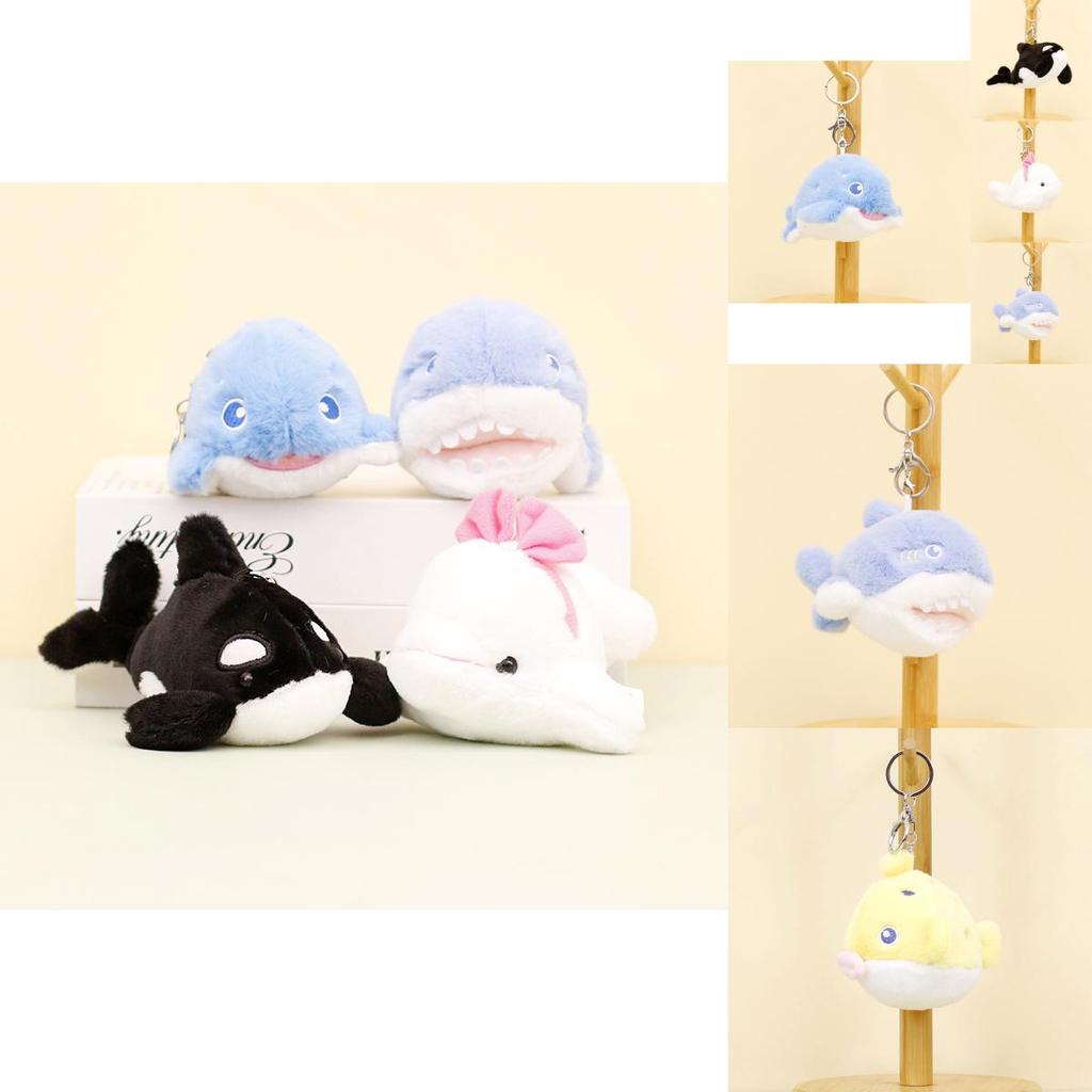 Adorable Marine Animal Plush Keychain 12cm Cute Shark Whale Dolphin Stuffed