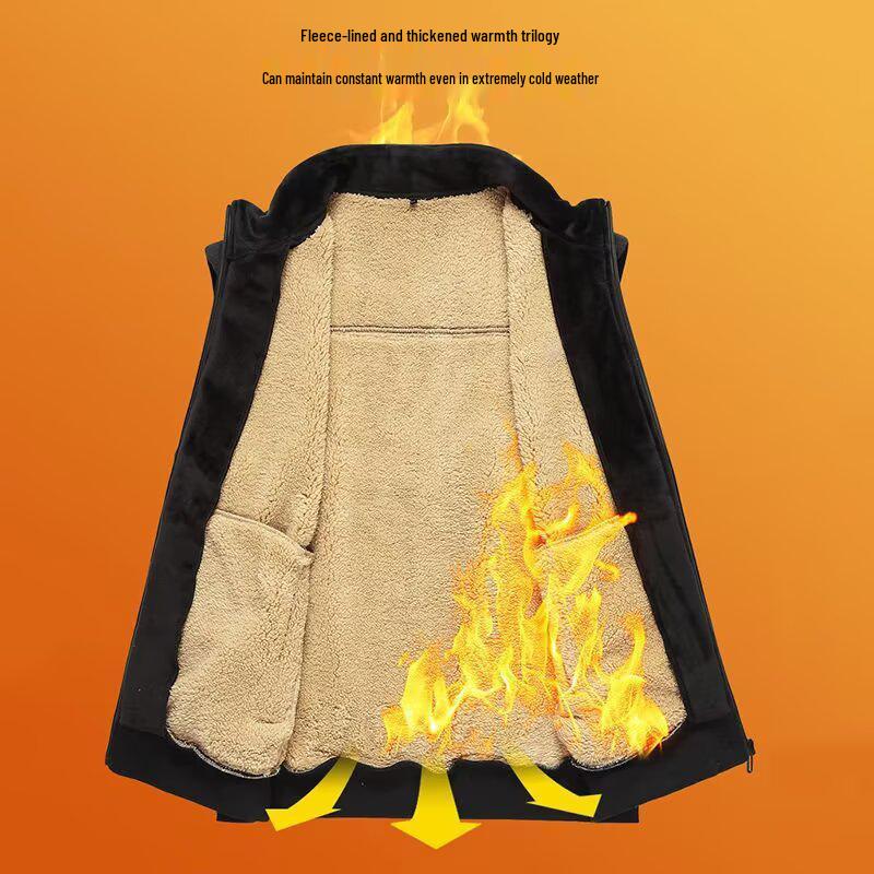 Men's Plus Size Fleece-Lined Double-Sided Vest for Middle-Aged and Elderly - Warm Autumn/Winter Outerwear