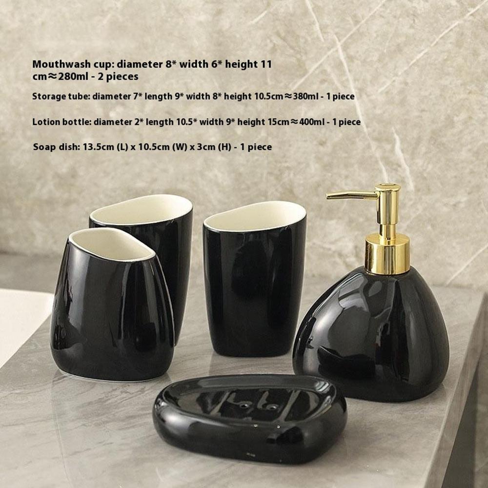 4Pcs/Set Ceramic Bathroom Accessories Toothbrush Holder Lotion Dispenser Bottle Rinsing Cup Soap Dish
