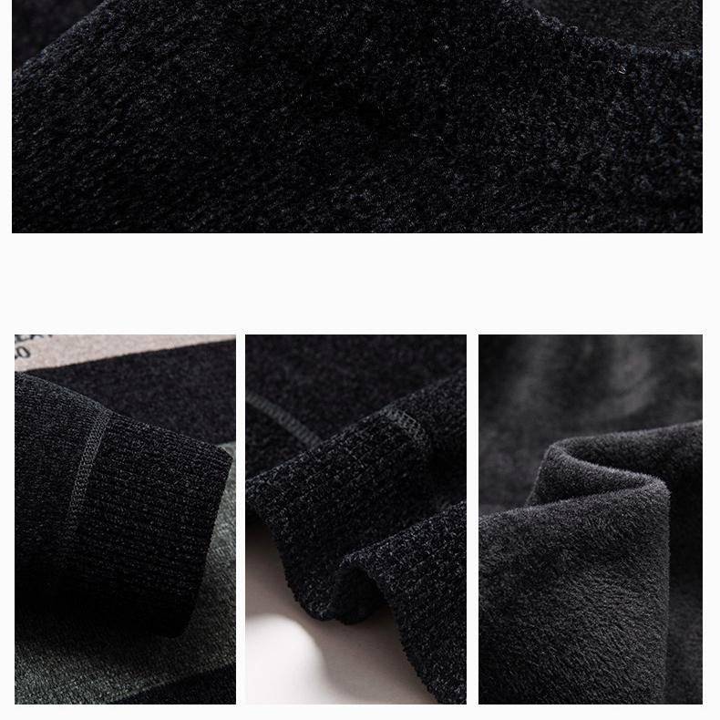 Pull en Molleton Chenille pour Homme Chaud Rayé Color-block Pull de Fond Épaississement Plus Velours pour Homme Hiver