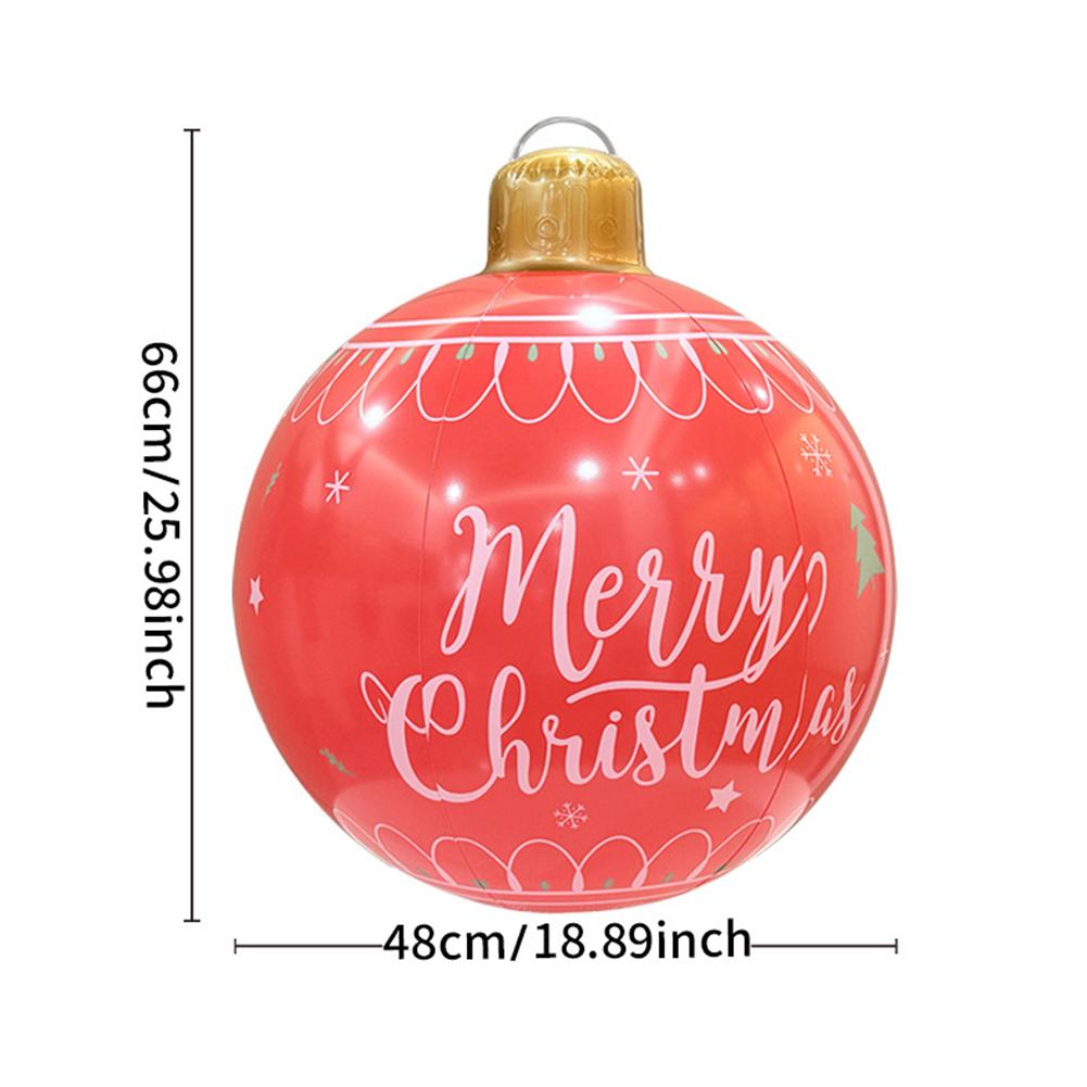 48cm Christmas Inflatable Ball Pendant Colored Xmas Print Ball Decoration Ornament Celebration Ball Party Home Festive Decor