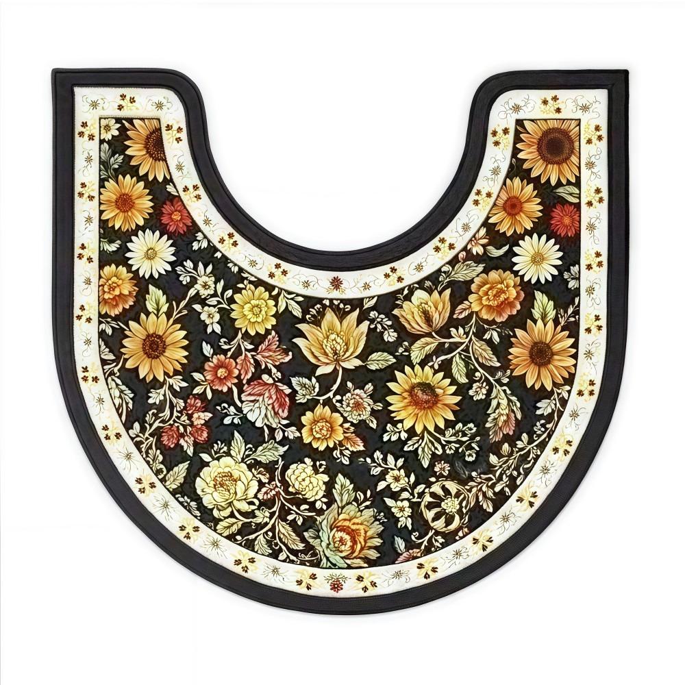 Floral Pattern Toilet U-shaped Mat Absorbent Bath Mat Practical Bathroom Floor Rug Household