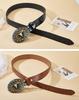 Men's Bull Head Western Leather Belt with Large Buckle