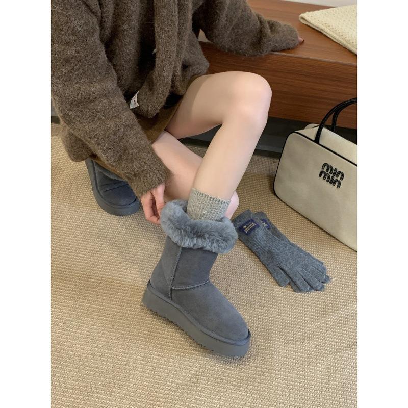 Winter thick-soled velvet corner buckle snow boots women's warm furry style travel classic versatile snow boots