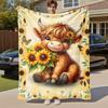 1PC cowflowerOutdoor Flannel Blanket - Soft Plush Decor for Picnics, Camping, Bedroom, All-Season Cozy Gift for Christmas, Lightweight 1368A
