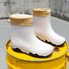 Rain shoes men's and women's medium tube plastic non-slip water shoes outdoor water boots warm rain boots couple rubber shoes you
