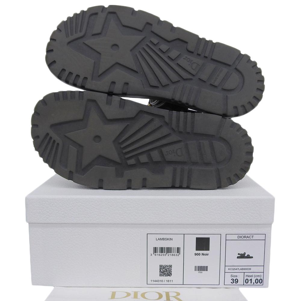 DIOR Dior Act Men's Lambskin Metal Logo Backstrap Sandals, Black and Gold, Size 39 (KCQ547LAB) shoes 39 Black / goldUsed